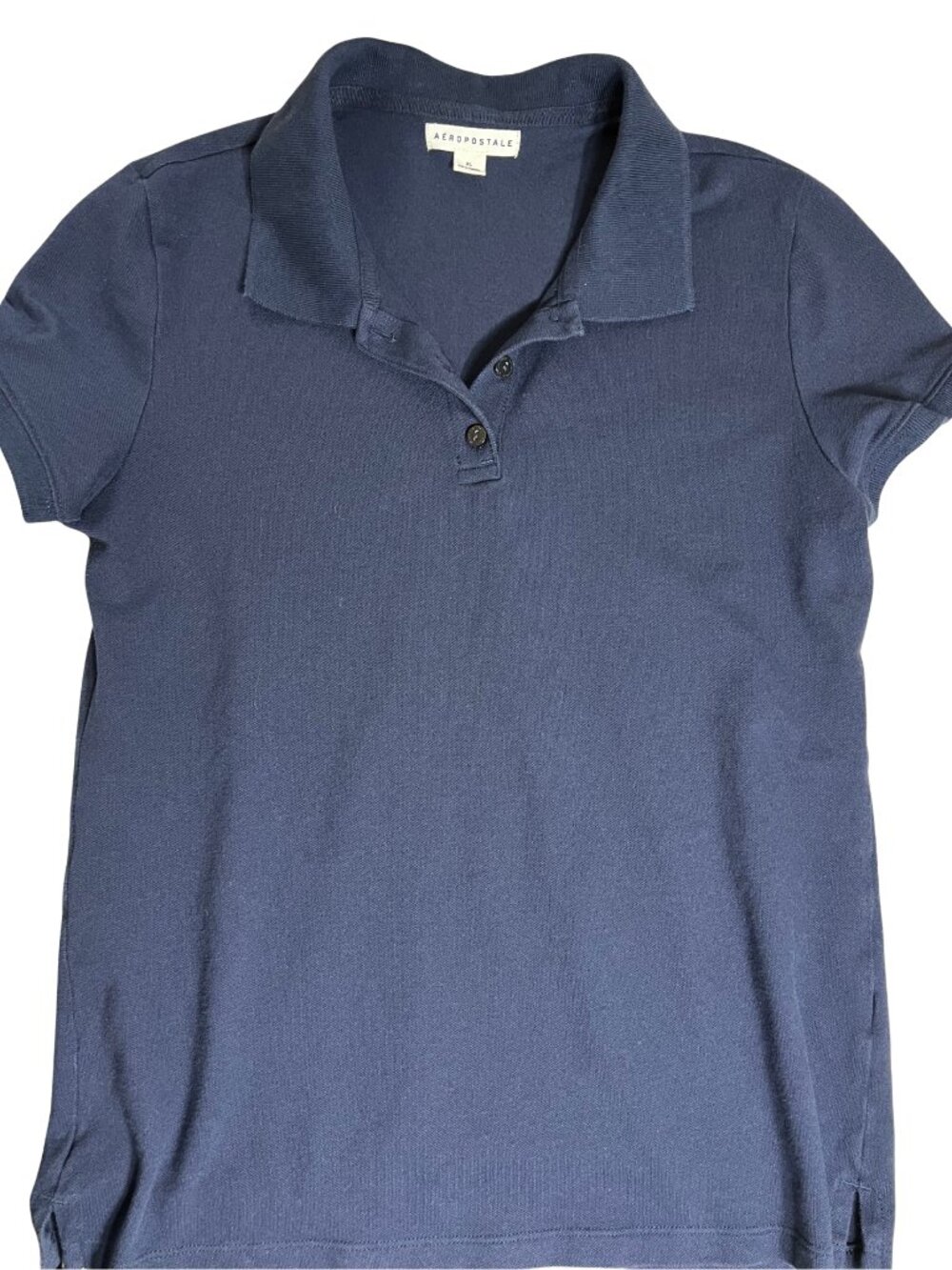Aeropostale XL Navy Blue Pique Knit Short Sleeve Polo Casual Preppy Shirt Top
